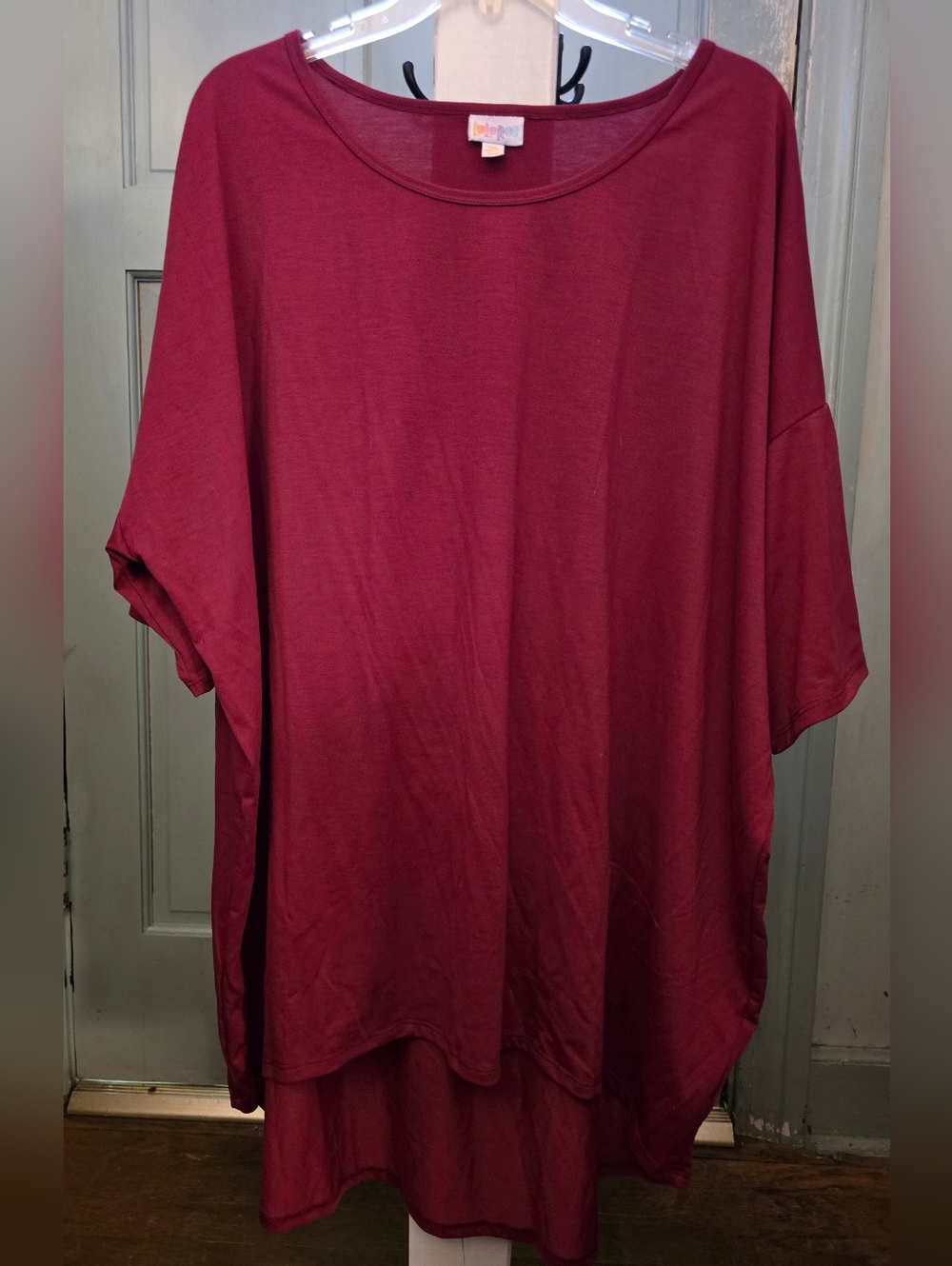 LuLaRoe Irma 3XL Deep Burgundy Crew Neck Tunic
